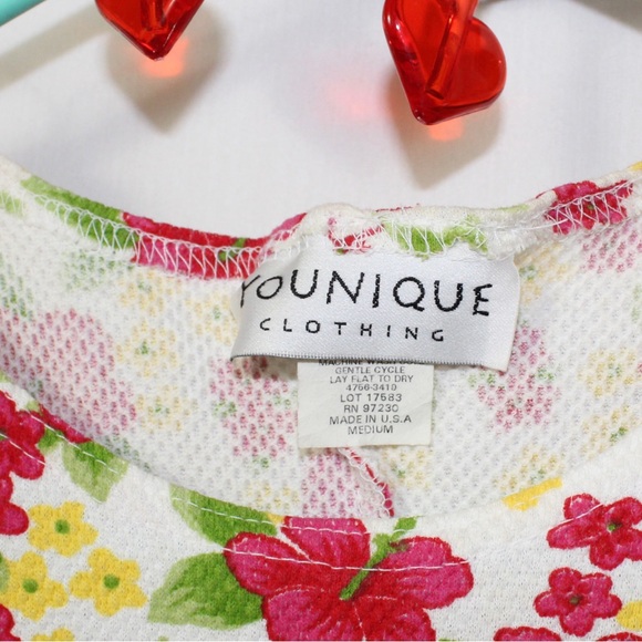 Vintage nwt white pink and yellow floral sleeveless mini dress women’s medium - Picture 2 of 4